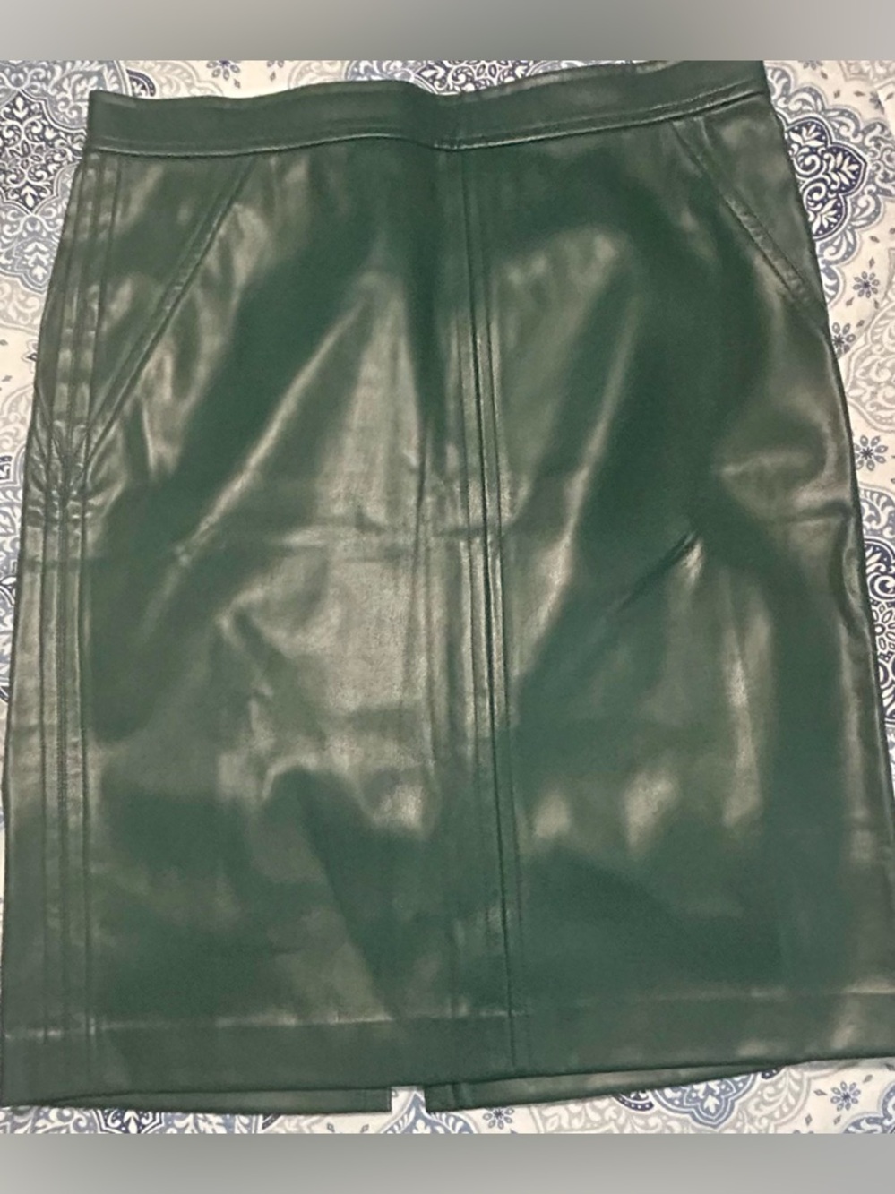 Ann Taylor Forest Green Faux Leather Pencil Skirt